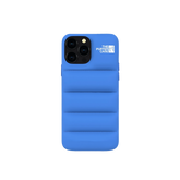 Soothing blue Puffer Case for iPhone, combining tranquility with quilted durability.