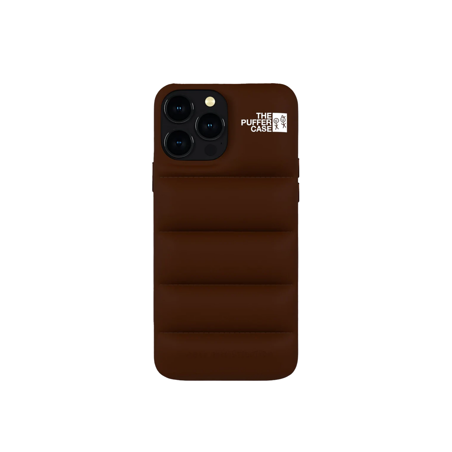 Sophisticated brown Puffer Case for iPhone, quilted for both style and protection.