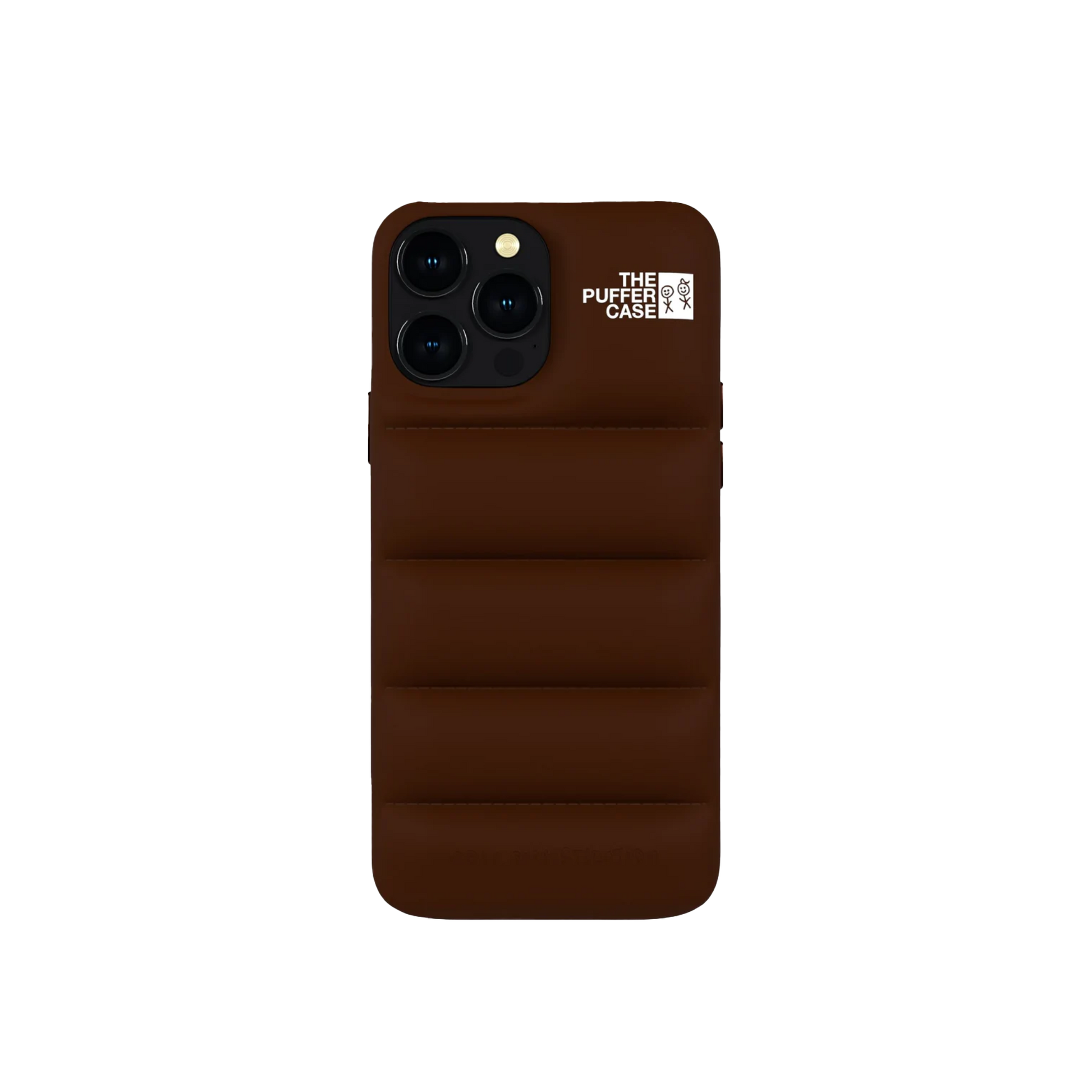 Sophisticated brown Puffer Case for iPhone, quilted for both style and protection.