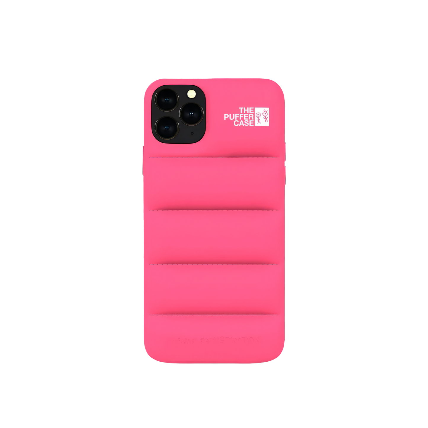 Vibrant pink Puffer Case, adding a fashion-forward touch to iPhone safety.