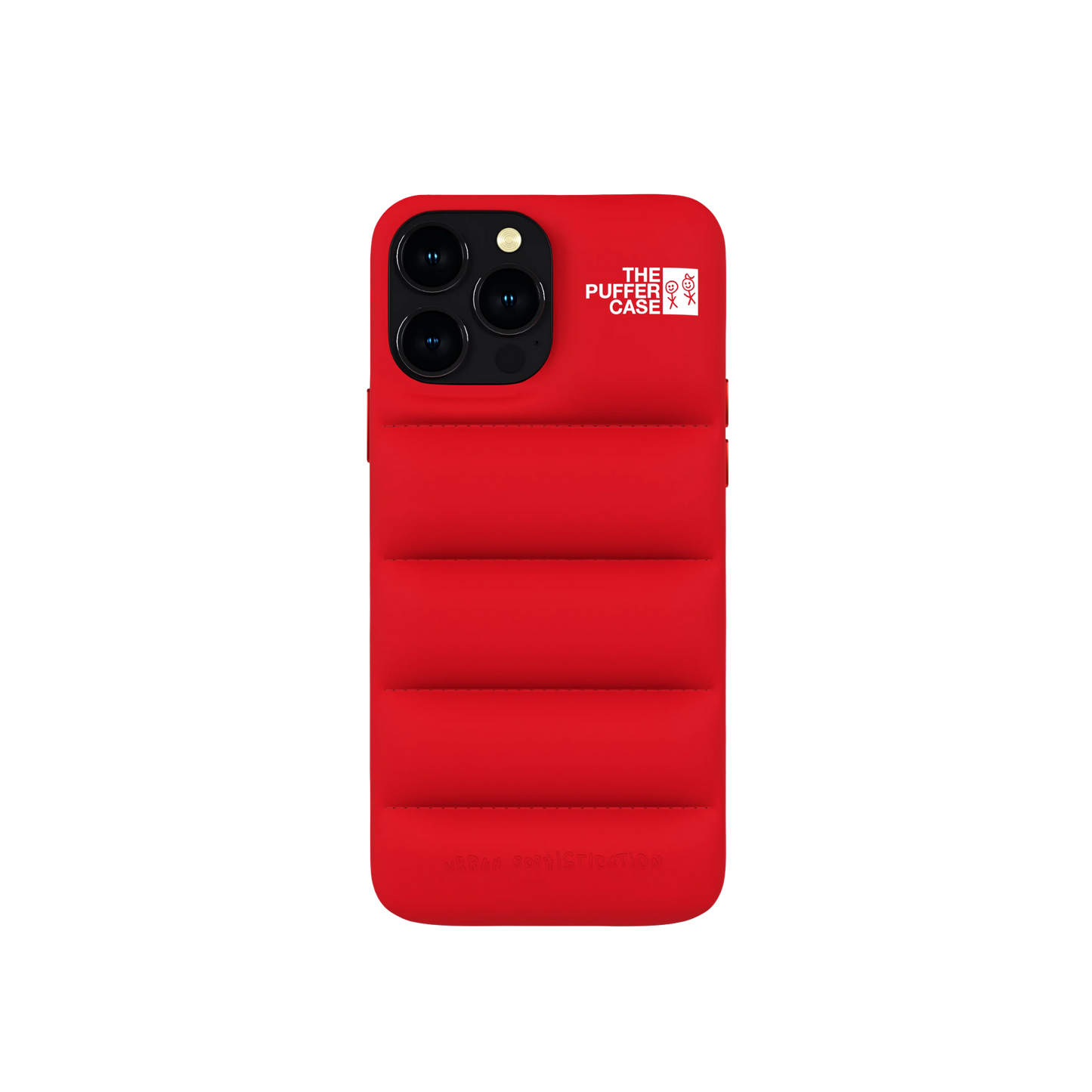 Quilted red Puffer Case for enhanced iPhone protection and a pop of color.