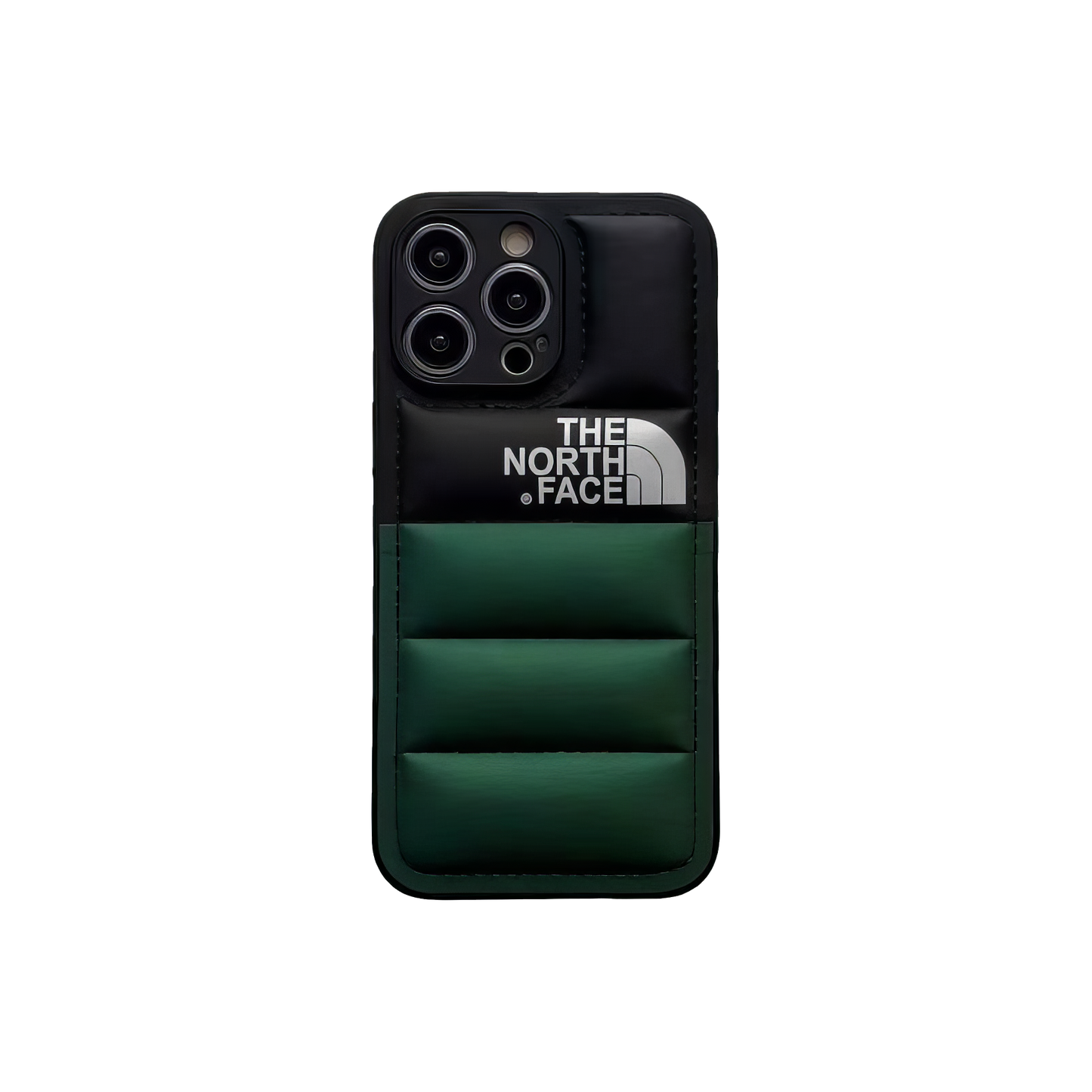 The North Face half dark green and black smartphone case, for a sophisticated outdoor vibe.