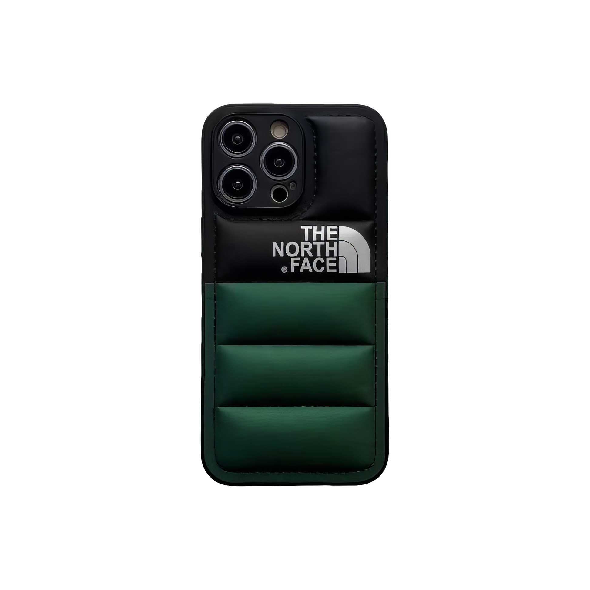 The North Face half dark green and black smartphone case, for a sophisticated outdoor vibe.