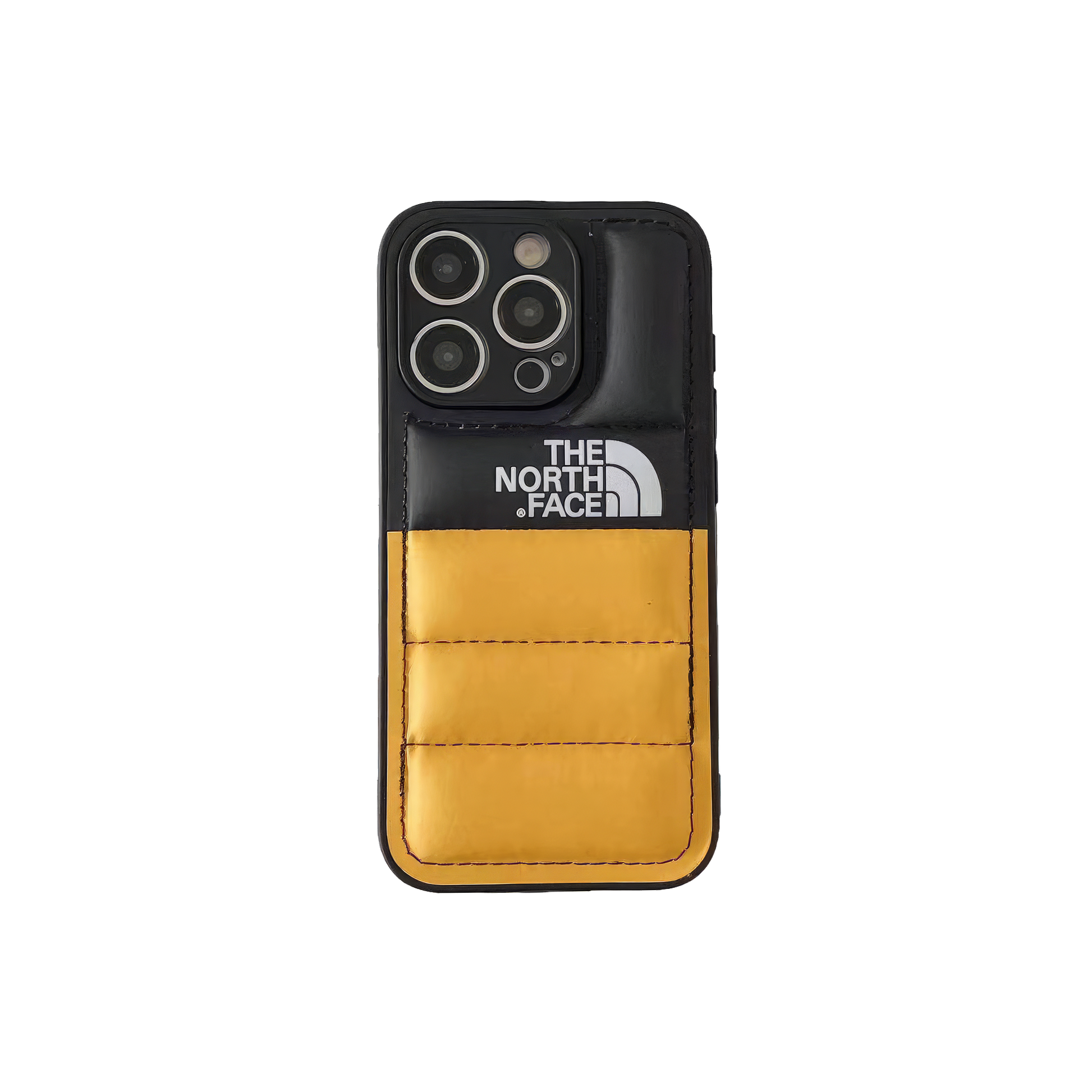 The North Face half yellow and black smartphone case, radiating energy and durability.