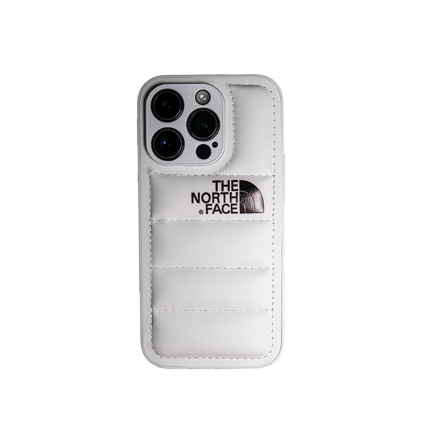 Sleek white The North Face smartphone case with a minimalistic design