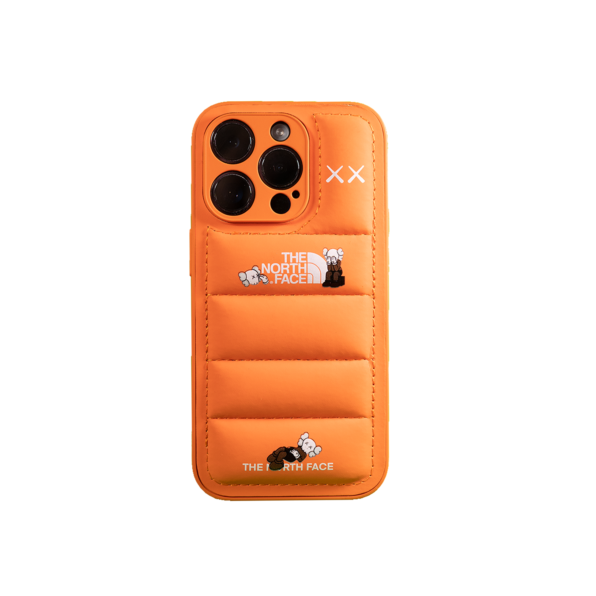 Vibrant orange The North Face x Kaws smartphone case with signature artwork detailing